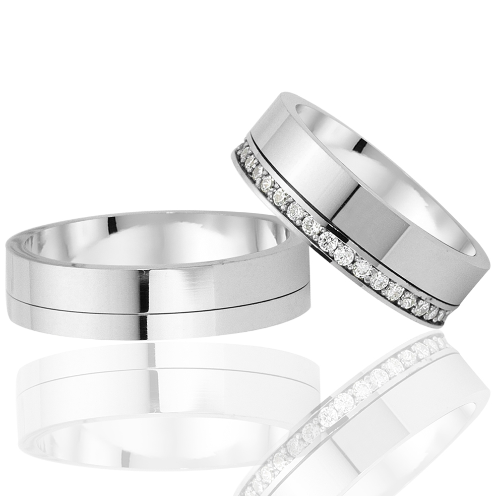 Elegant And Stylish Design Silver Wedding Ring Pair