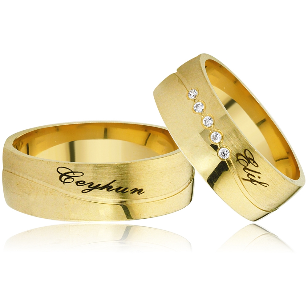 Zircon Stone And Gold Plated Silver Wedding Band