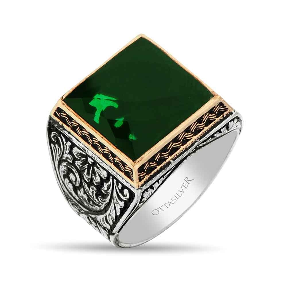 Green CZ Diamond Stone Men Ring