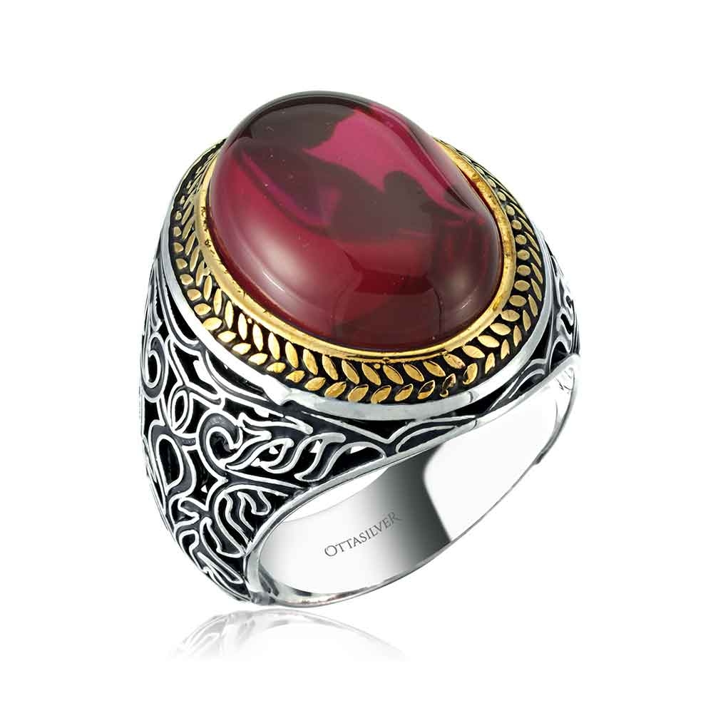Red S-Ruby Stone Silver Ring