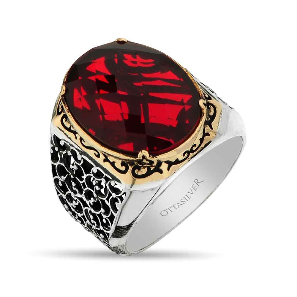 Men Silver Ring with Zircon Stone