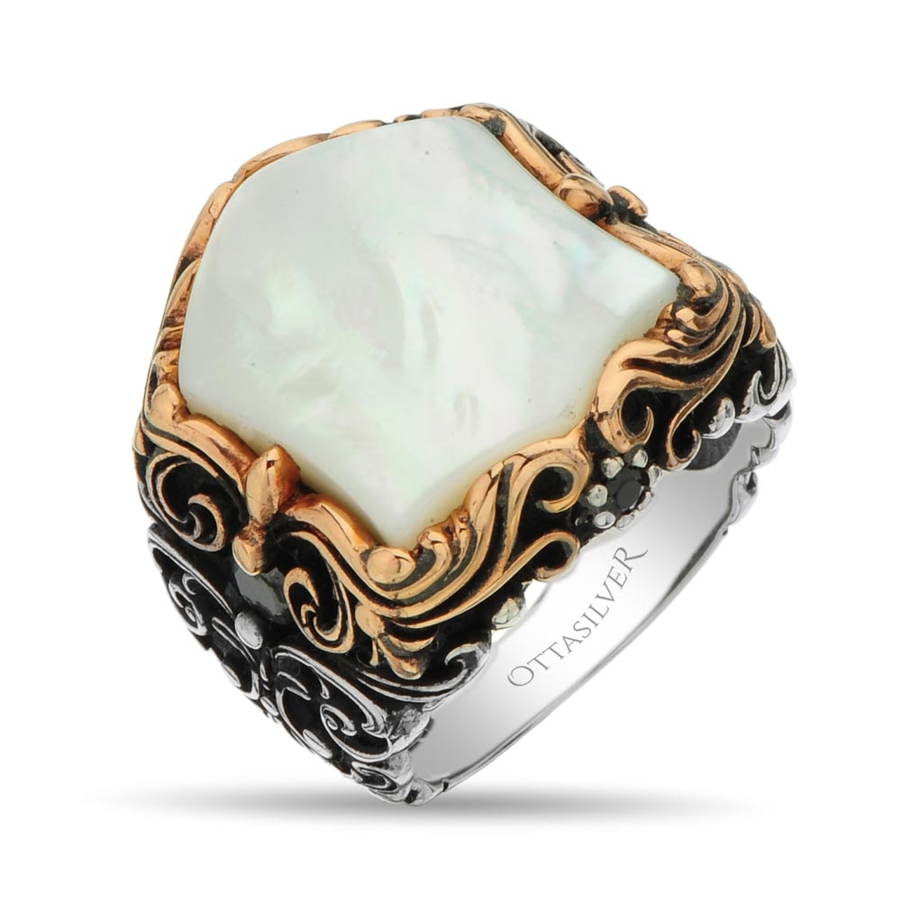 Mother of Pearl Stone Silver Ring